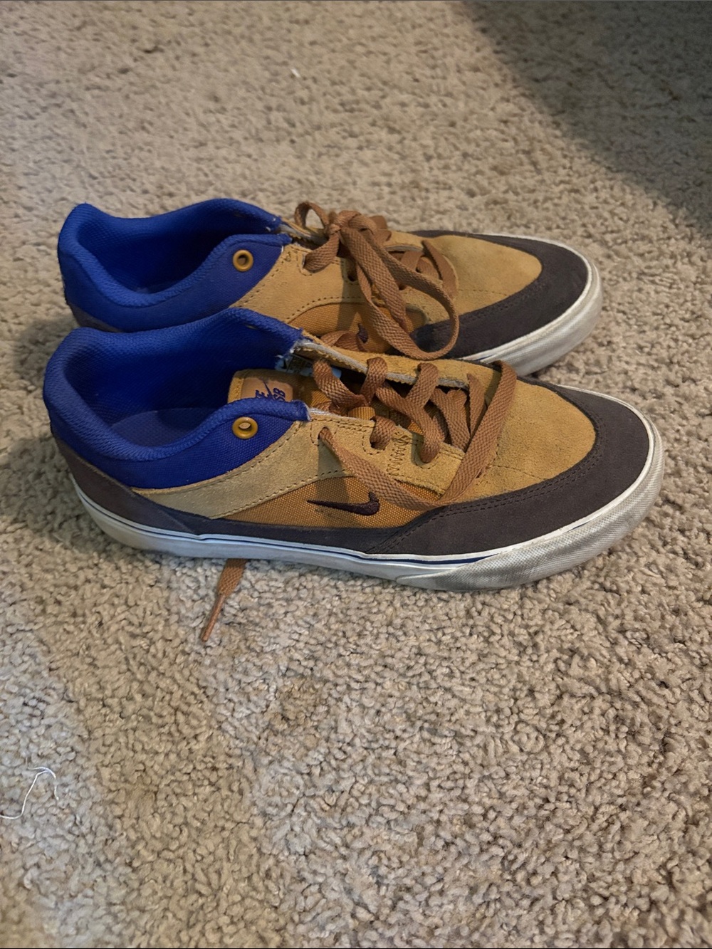 Nike Low-Top Suede and Canvas Sneakers in Brown and Blue